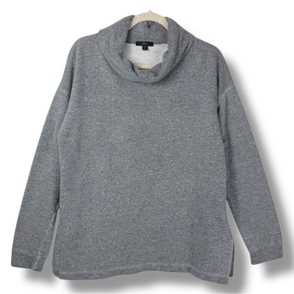 J Crew Heather Grey Cowl Neck Knit Pullover Sweater Long Sleeve Top Size M - Picture 2 of 12